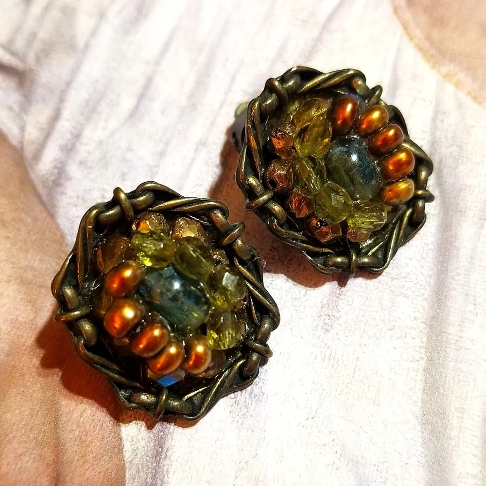 Vintage POGGI PARIS Couture Beaded Earrings